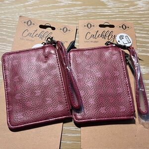 NWT TWO Catchfly Studio Mini Wallets in Pink and Burgandy Arrow WITH FLAWS
